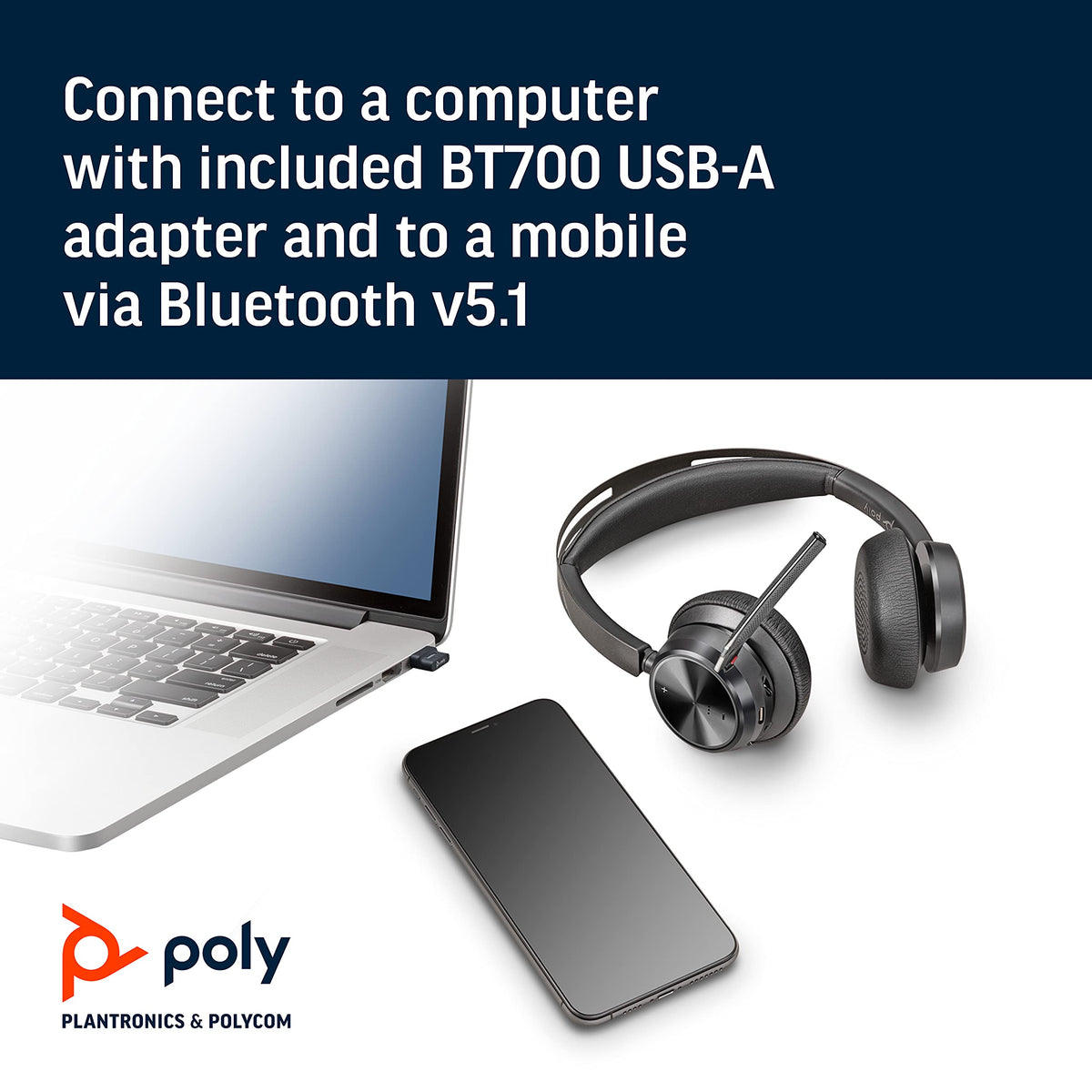 Plantronics Poly Voyager Focus 2 UC Wireless Headset with Microphone Plantronics