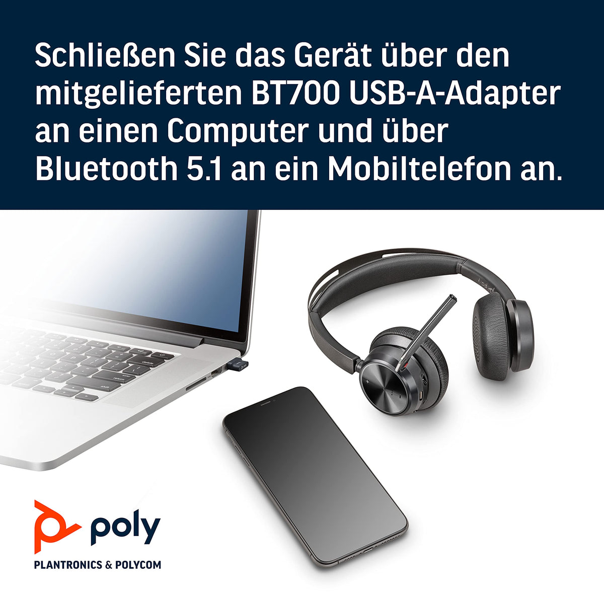 Poly Voyager Focus 2 UC Wireless ANC Headset USB-A POLY