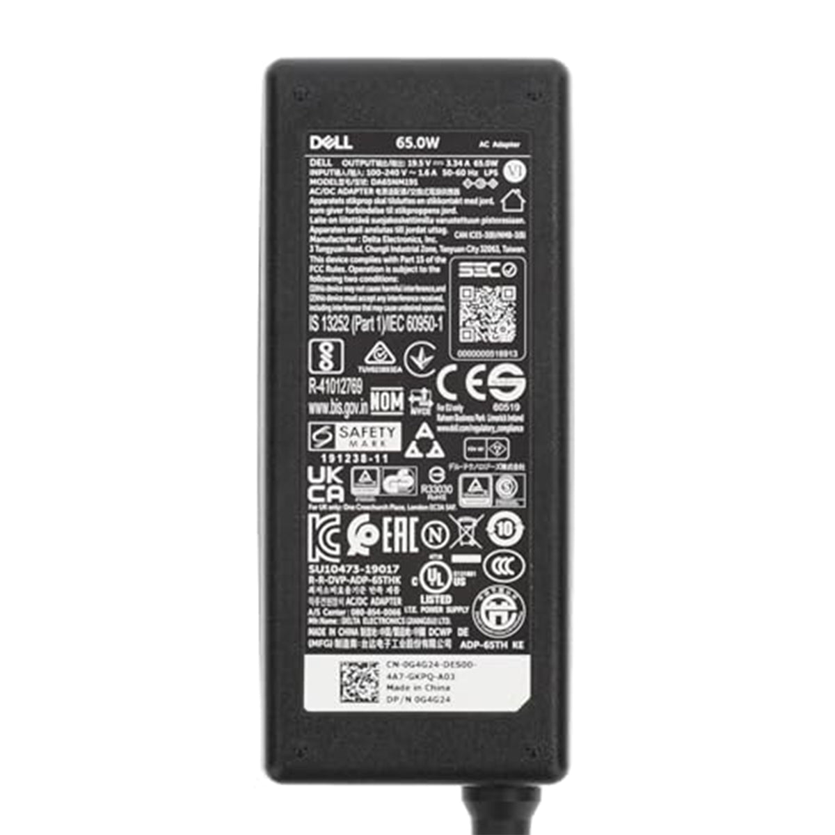 Dell 65W 19.5V 3.34A Slim Laptop Charger 4.5mm Pin (UK Plug)