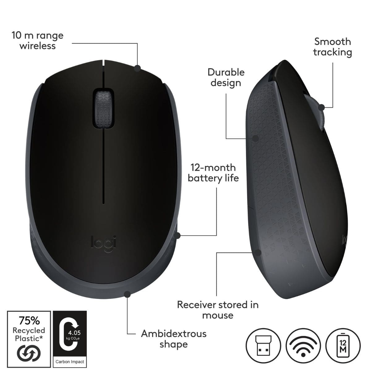 Logitech B170 Wireless Mouse Grey Logitech