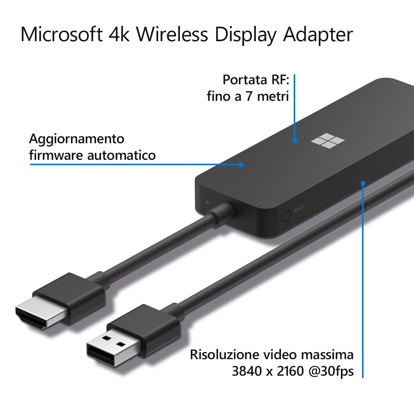 Microsoft 4K Wireless Display Adapter (Adapter zur kabellosen Bildschirmübertragung) schwarz Microsoft