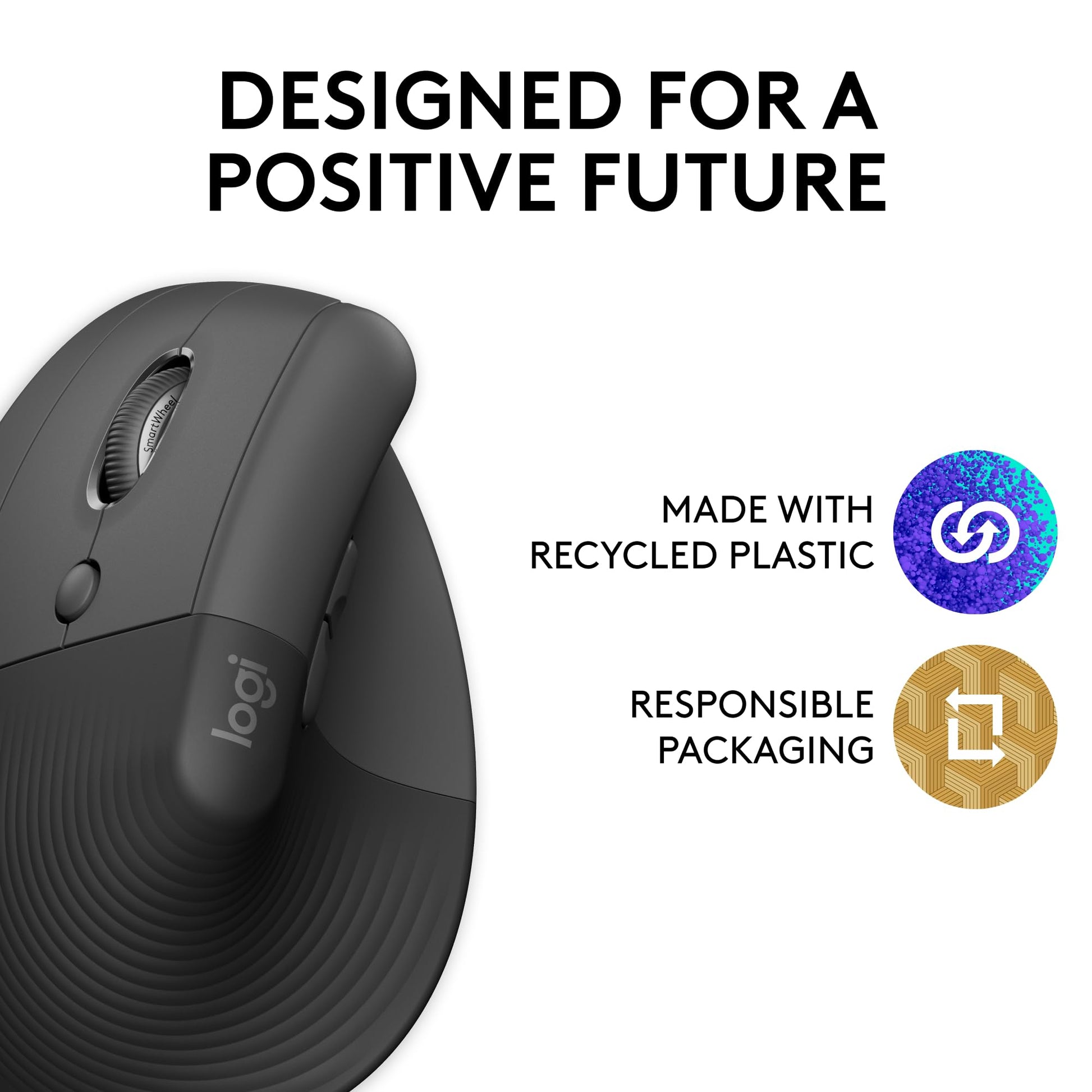 Logitech Lift Vertical Ergonomic Wireless Mouse Graphite Logitech