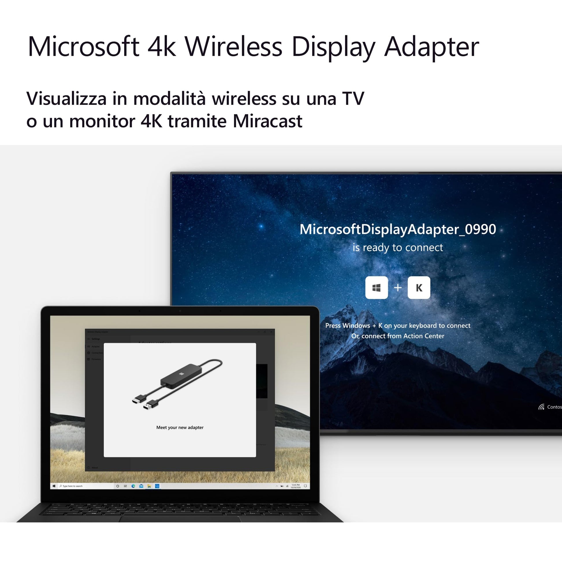 Microsoft 4K Wireless Display Adapter (Adapter zur kabellosen Bildschirmübertragung) schwarz Microsoft