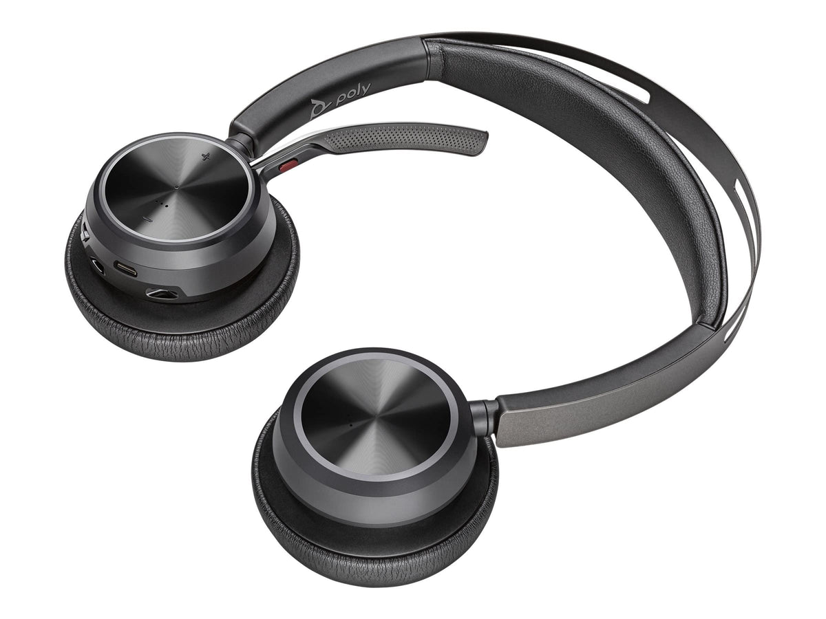 Poly - Voyager Focus 2 UC USB-C Headset Plantronics Bluetooth Dual-Ear Stereo with Boom Mic PC/Mac Compatible Active Noise Canceling Works Teams Zoom & more POLY - AUDIO